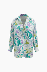 Marble Print Shirt And Full-length Pants Set - HouseofHalley